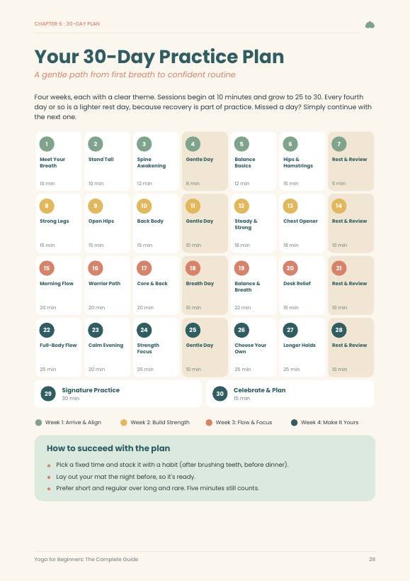 Sample page: 30-day practice plan